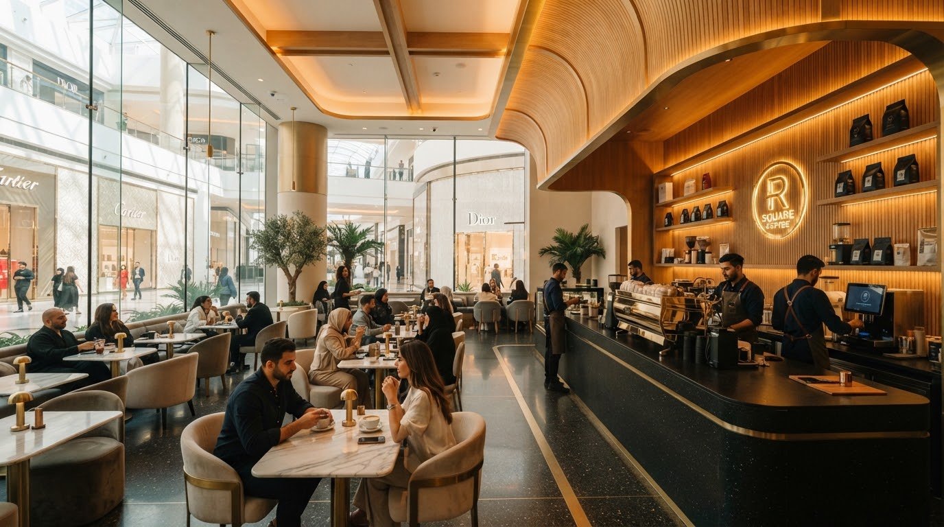 Are Square Coffee boutique interior at Amaya Mall, Dubai